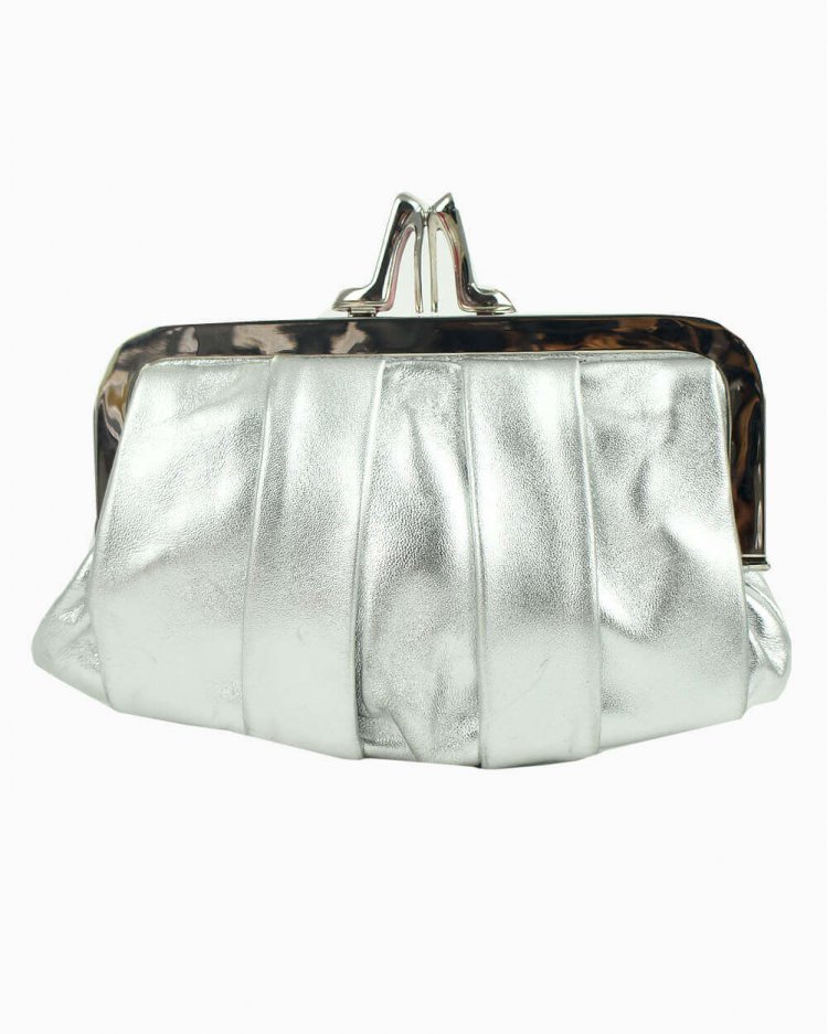 Clutch Louboutin original couro prata feminina